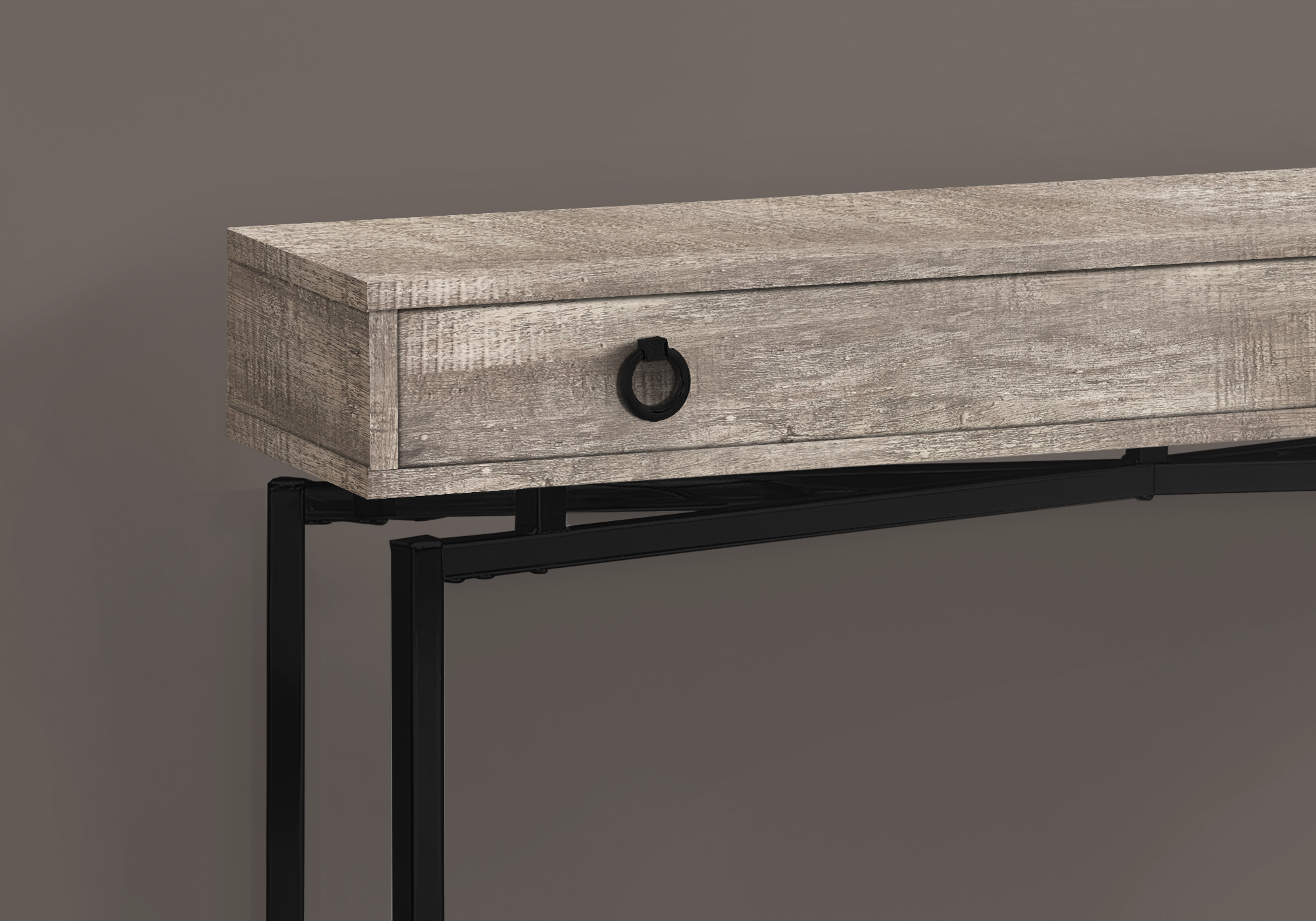 ACCENT TABLE - 42"L / TAUPE RECLAIMED WOOD/ BLACK CONSOLE